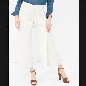White House Black Market Wide-Leg Split Crop Pants Ecru Size 8